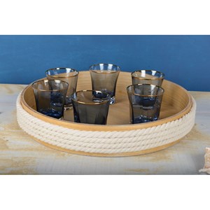 Plateau rond en bois avec corde 45cm