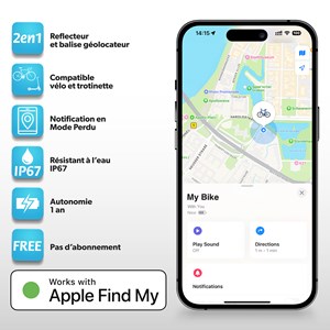 Réflecteur vélo avec traceur gps airtag