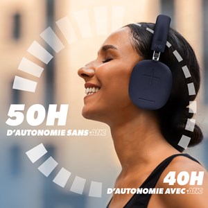 Casque bluetooth réduction de bruit bleu