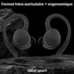 Ecouteurs bluetooth sans fil sport noir