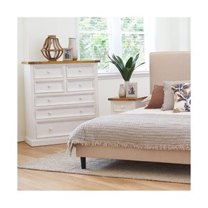 Commode 7 tiroirs bois blanc - théomine