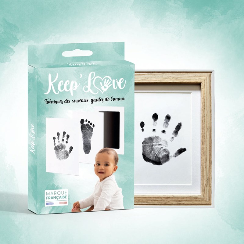 Coffret kit empreintes bébé + cadre wood