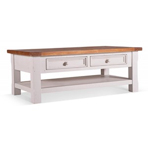 Table basse 2 tiroirs bois blanc -