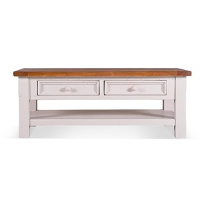 Table basse 2 tiroirs bois blanc -