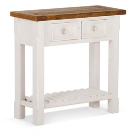 Console 2 tiroirs bois blanc - théomine