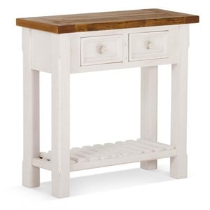 Console 2 tiroirs bois blanc 80x30x75cm