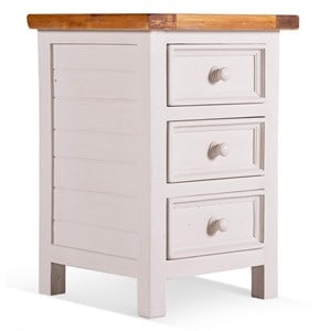 Table de chevet 3 tiroirs bois blanc