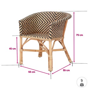 Fauteuil zebra en rotin