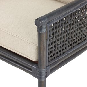 Fauteuil bilbao rotin noir et coussin bl