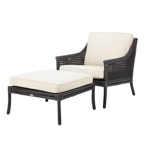 Fauteuil bilbao rotin noir et coussin bl