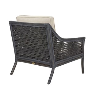 Fauteuil bilbao rotin noir et coussin bl