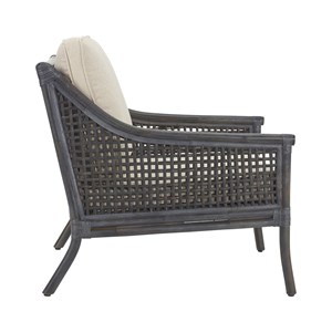 Fauteuil bilbao rotin noir et coussin bl