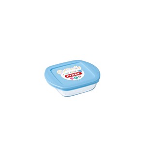 Plat carré avec couvercle bleu 14x12 cm