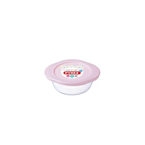 Plat rond avec couvercle rose 15 cm