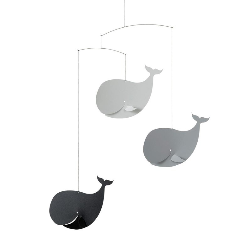 Mobile baleines heureuses, noir