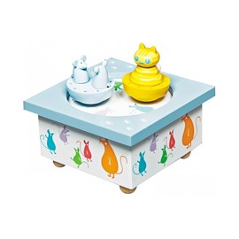 Boite a musique bois chat et souris