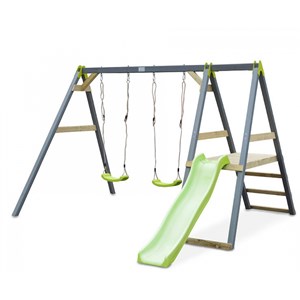 Balancoire double et toboggan exit a...