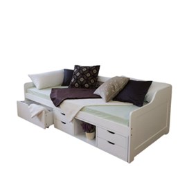 Lit simple blanc 90x200 avec rangement