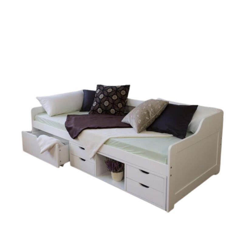 Lit simple blanc 90x200 avec rangement