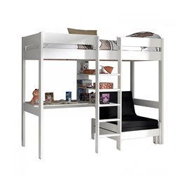 Vipack pino lit mezzanine blanc avec...