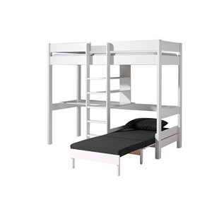 Vipack pino lit mezzanine blanc avec...