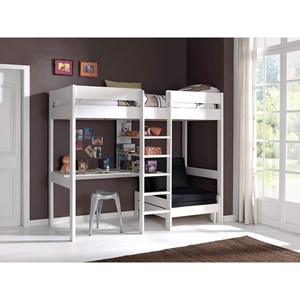 Vipack pino lit mezzanine blanc avec...