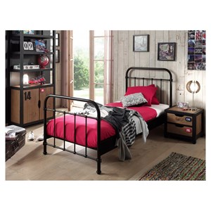 Vipack lit en métal new york noir 90...