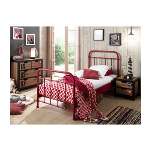 Vipack lit en métal new york rouge 9...