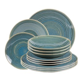 Lot d'assiettes 12 pièces moon lagon