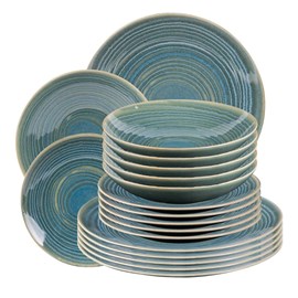 Lot d'assiettes 18 pièces moon lagon