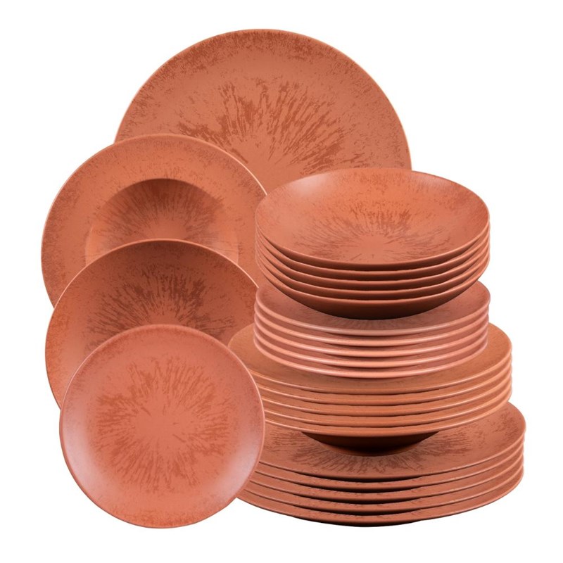 Lot d'assiettes 24 pièces onyx terracott