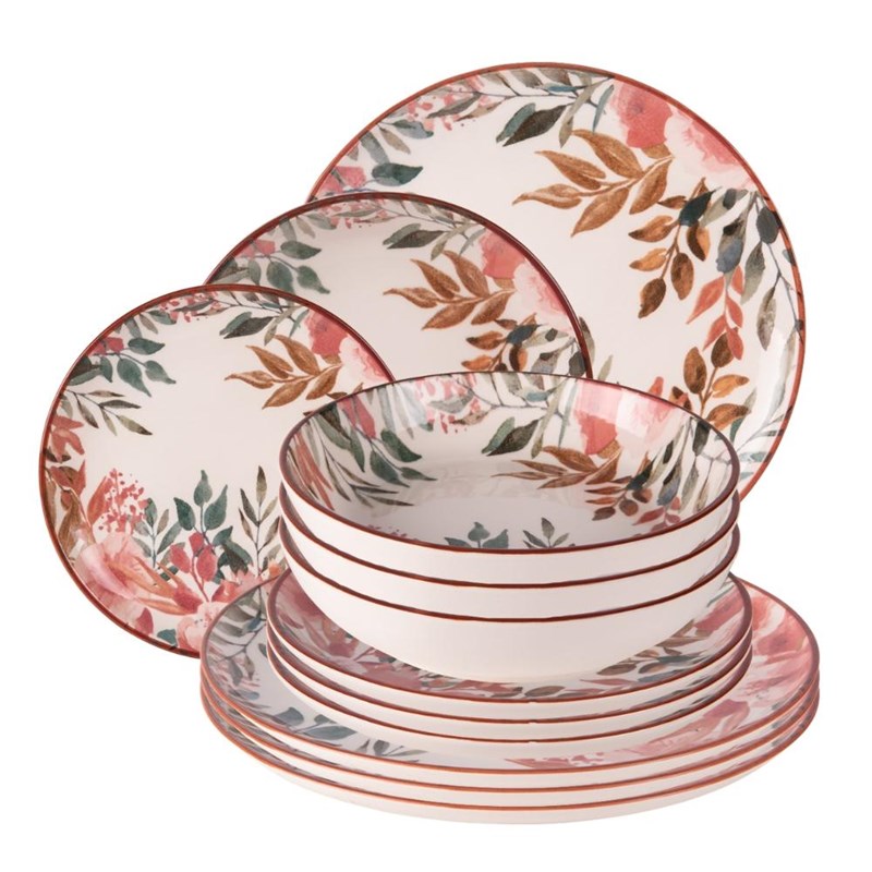 Lot d'assiettes 12 pièces pink flor