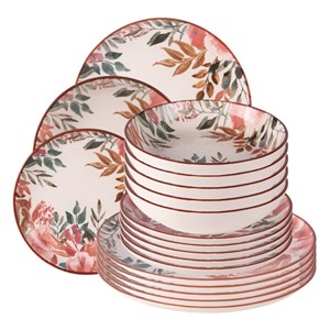 Lot d'assiettes 18 pièces pink flor