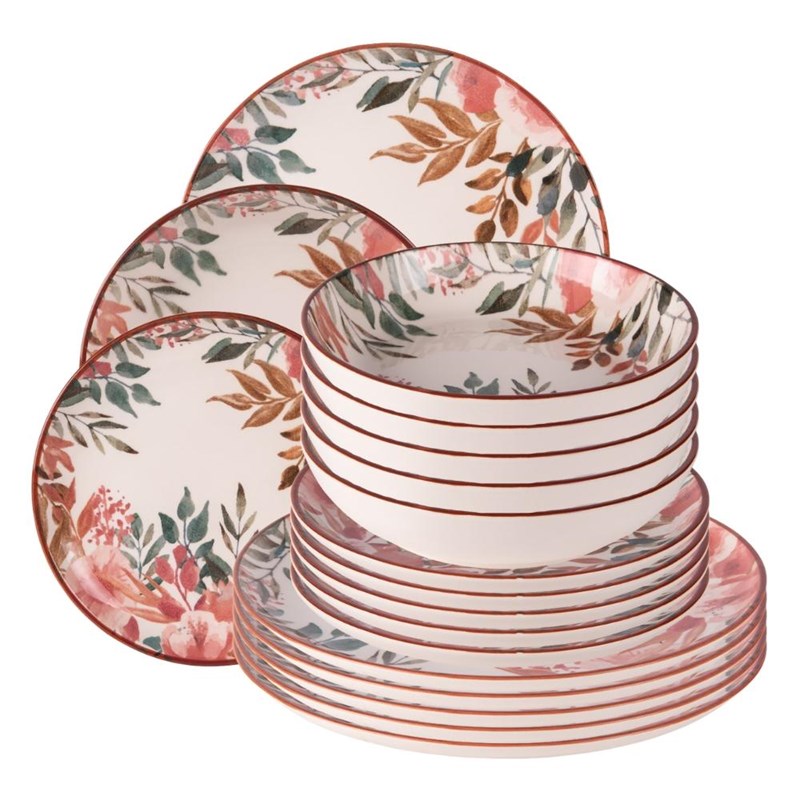Lot d'assiettes 18 pièces pink flor
