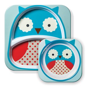 Kit assiette + bol - hibou