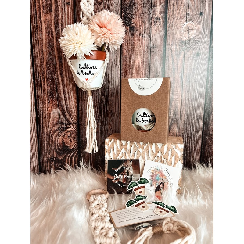 Coffret cultiver le bonheur – cadeau plantes & macramé