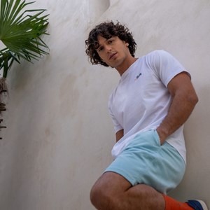 Short en velours bleu clair - l