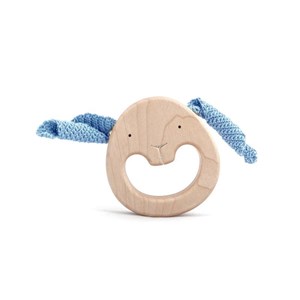Hochet bois lapin bleu