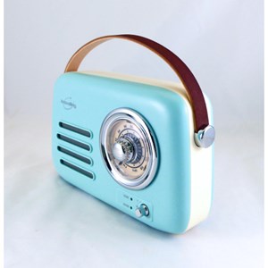 Radio vintage portative bluetooth bleue