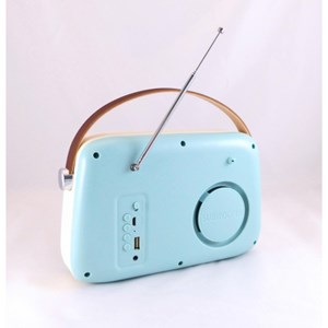 Radio vintage portative bluetooth bleue