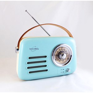 Radio vintage portative bluetooth bleue