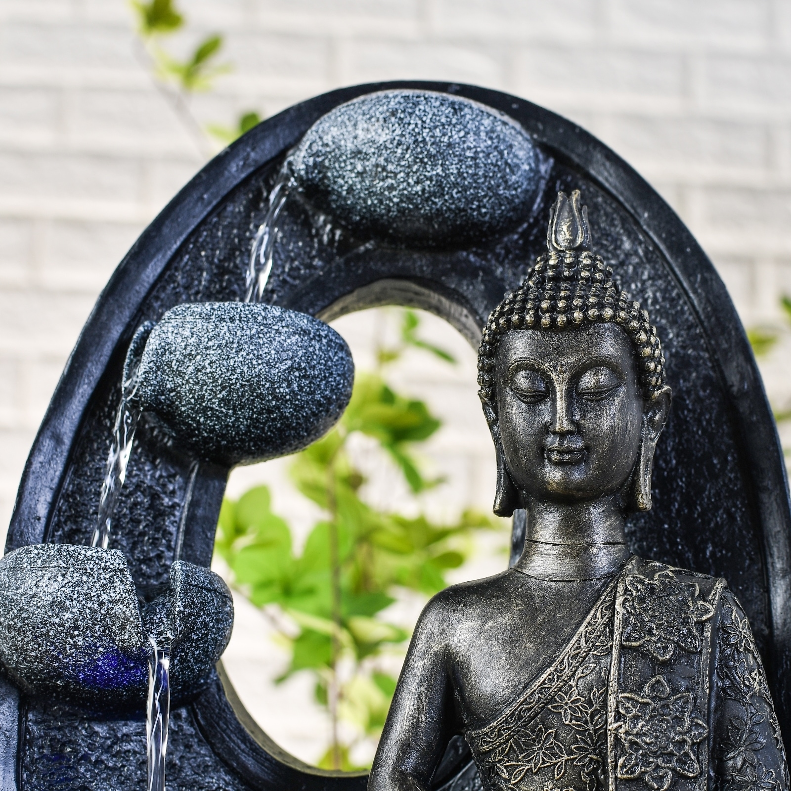 Fontaine bouddha cascades zen spiritualité shino kida - multicolore