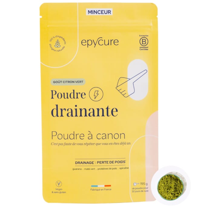 Poudre Drainante Minceur Epycure Citron Vert - 100% Naturel - Pour Perte De Poids - Date Péremption 2027