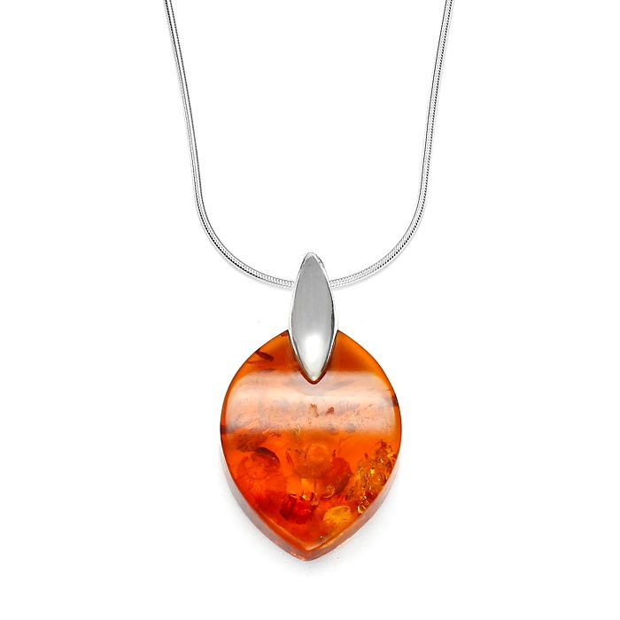 Pendentif Ambre Cognac Et Argent 925 Nature Decouvertes