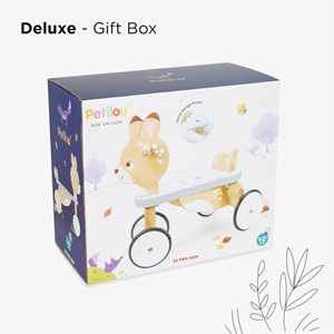 Porteur en bois clair petit faon pastel