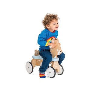 Porteur en bois clair petit faon pastel