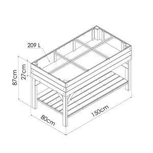 Carré potager sur pieds 80 x 150 x 87cm