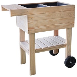 Desserte potagère en bois sur roues