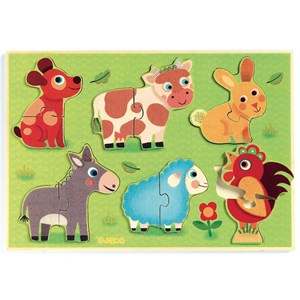 Puzzle bois +18m coucou-cow djeco