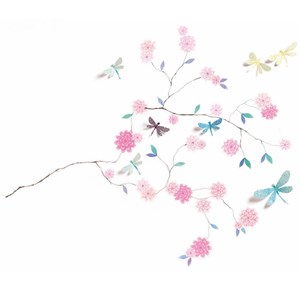 Sticker mural arbre aux libellules djeco